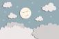 Preview: Kindertapete mit einem Vollmond am Nachthimmel