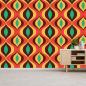 Preview: Mustertapete aus Vliesmaterial mit einem 70er-Jahre-Design im Retro-Stil