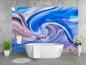 Preview: Fototapete abstraktes Design mit Formen in Blau und Violett in einem Badezimmer