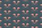 Preview: Fototapete Flamingo-Muster auf grüngrauem Hintergrund