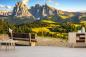 Preview: Fototapete Bank an der Seiser Alm in den Dolomiten