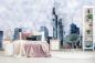 Preview: Fototapete Frankfurt Skyline in Aquarellfarben