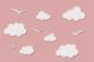 Preview: Kinderzimmer Fototapete mit Wolken und Vögeln in Rosa