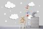 Preview: Fototapete für Kinderzimmer mit weißen Wolken auf Grau