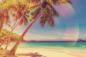 Preview: Retro-Fototapete Palmenstrand im 80er-Jahre Look