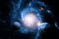 Preview: Fototapete Planeten und eine Galaxie im Weltraum