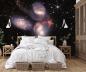 Preview: Vlies-Fototapete das Stephans Quintett (fünf Galaxien) in einem Schlafzimmer