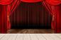 Preview: Fototapete Bühne mit rotem Vorhang