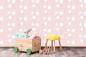 Preview: Fototapete in Pastell-Rosa mit weißen Punkten