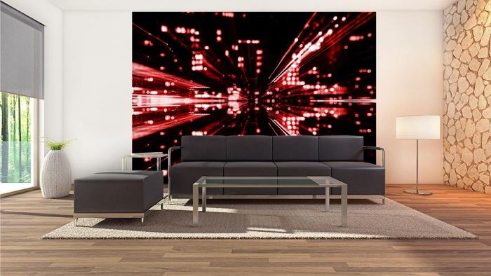 3D-Fototapete Lichteffekte in Rot vor schwarzem Hintergrund