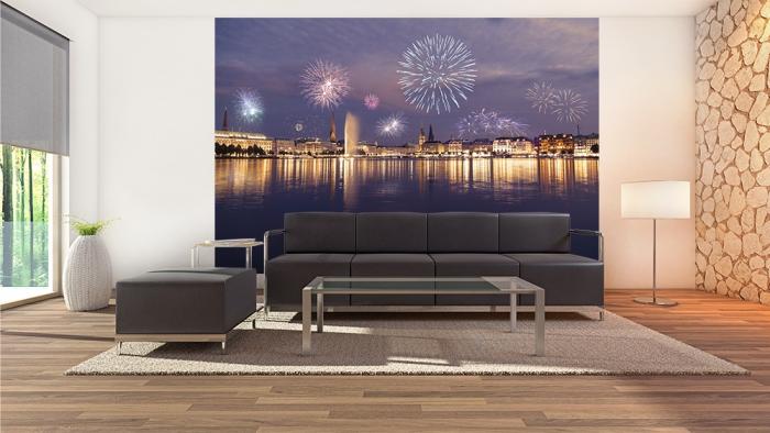 Fototapete Hamburg Feuerwerk
