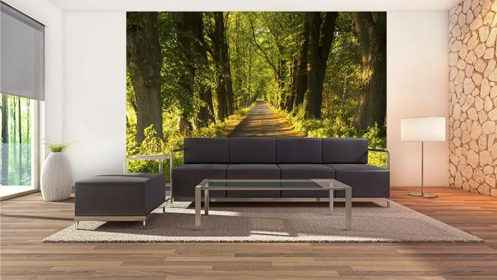 Fototapete Spaziergang durch eine Allee mit Bäumen