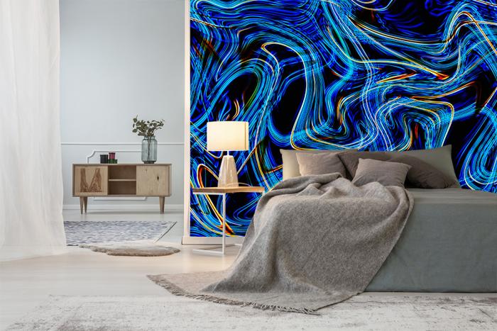 Vlies-Fototapete  - Abstrakte blaue Linien als Digital Artwork