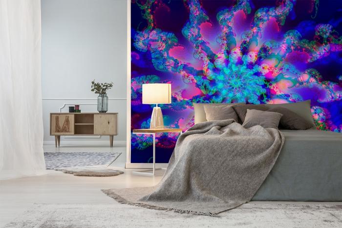 Vlies-Fototapete Design aus Fraktalen in Violett und Blau