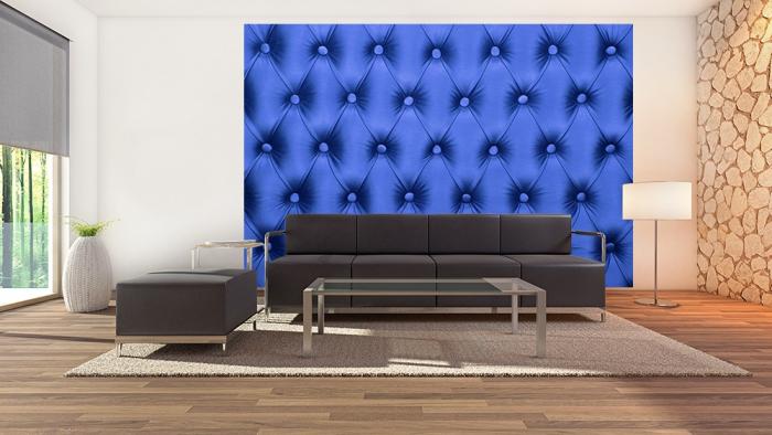 Vlies-Fototapete – Blaues Luxus-Steppmuster