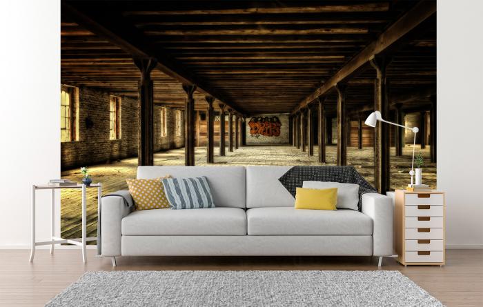 3D-Fototapete alte Lagerhalle einer Fabrik