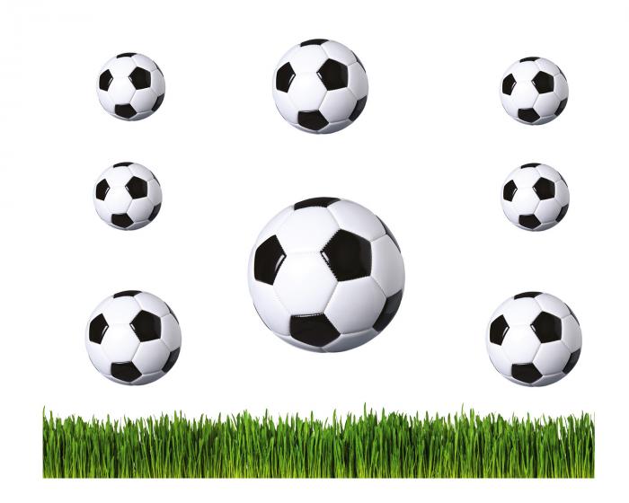 Fenstersticker aus Adhäsionsfolie mit Fußbällen