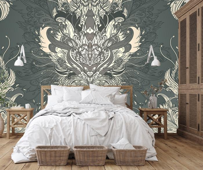 Vlies-Fototapete Barock-Ornament auf grünem Hintergrund