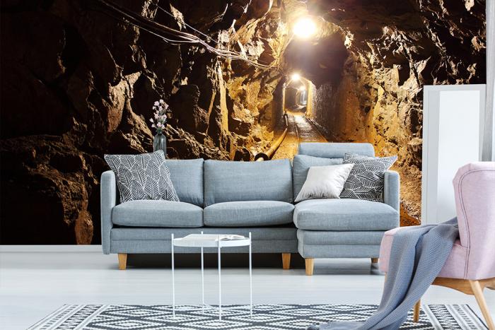 3D-Fototapete ein altes Bergwerk