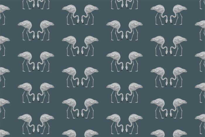 Fototapete mit Flamingomuster in Schwarz-Weiß