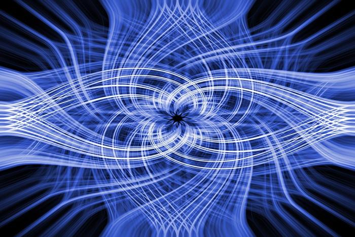 Design-Fototapete blaue Lichtformen