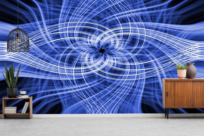 Fototapete blaues Lichtmuster in einem Wohnzimmer