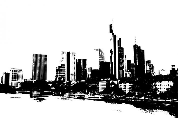 Fototapete Frankfurt Hochhäuser in Schwarz-Weiß