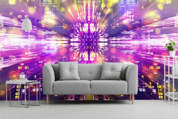 Fototapete abstrakte Lichtformen im Wohnzimmer