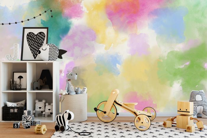 Fototapete mit einem bunten Aquarellfarben-Design