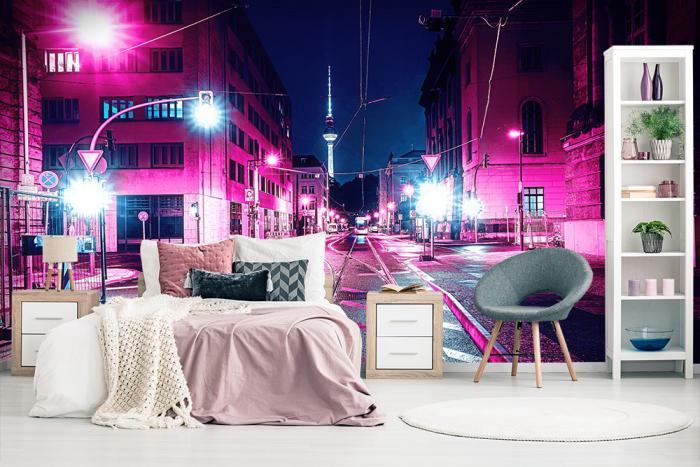 Fototapete Straßenbahnschienen in einer Straße von Berlin