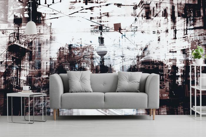 Vlies-Fototapete Collage der Oranienburger Straße in Berlin in Schwarz-Weiß