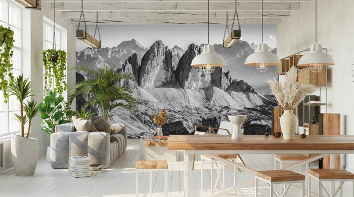 Schwarz-Weiß Fototapete Drei Zinnen in den Dolomiten