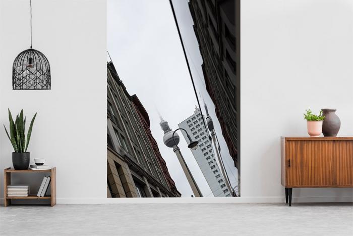 Fototapete der Fernsehturm von Berlin in Schwarzweiß