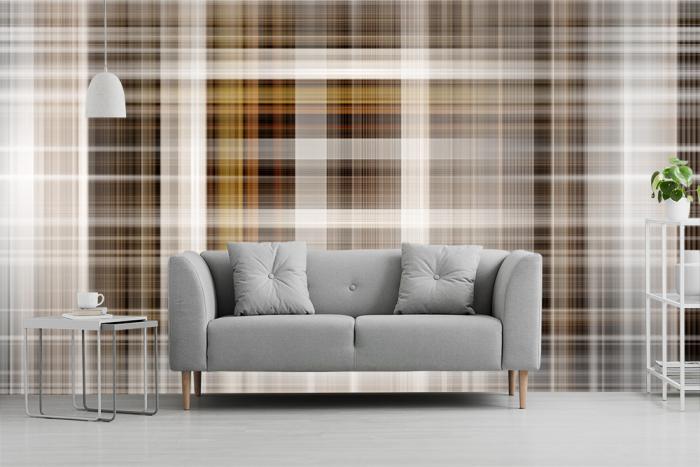 Vlies-Fototapete helles gestreiftes Muster in einem Wohnzimmer