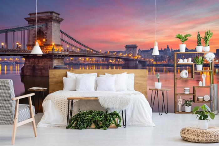 Fototapete Kettenbrücke in Budapest am Morgen