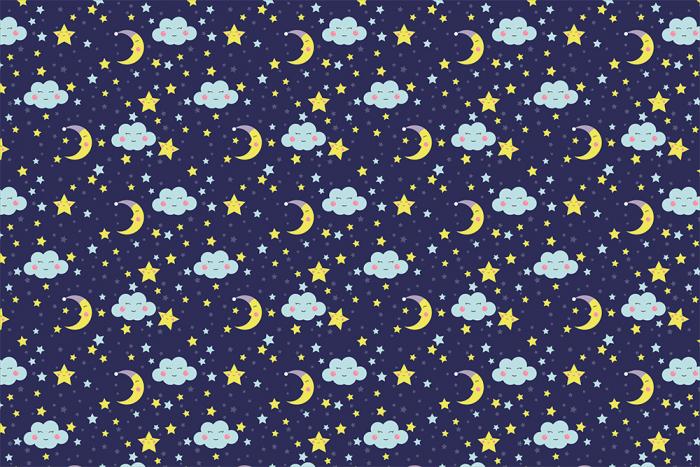 Mustertapete Sternenhimmel gefüllt mit schlafenden Monden