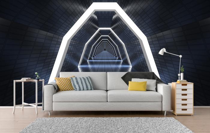 Science-Fiction-Fototapete langer Gang Raumschiffarchitektur