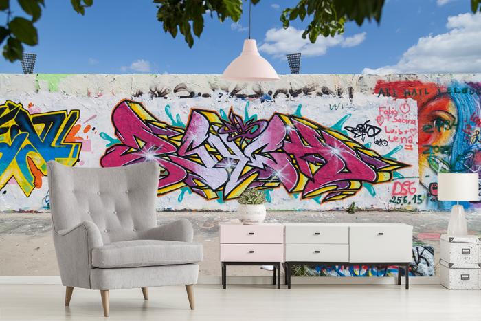 Fototapete alte Mauer im Mauerpark von Berlin