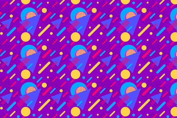 Mustertapete im 80er Jahre Design in Violett