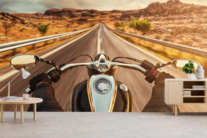 Fototapete Motorradfahrer auf einer Road