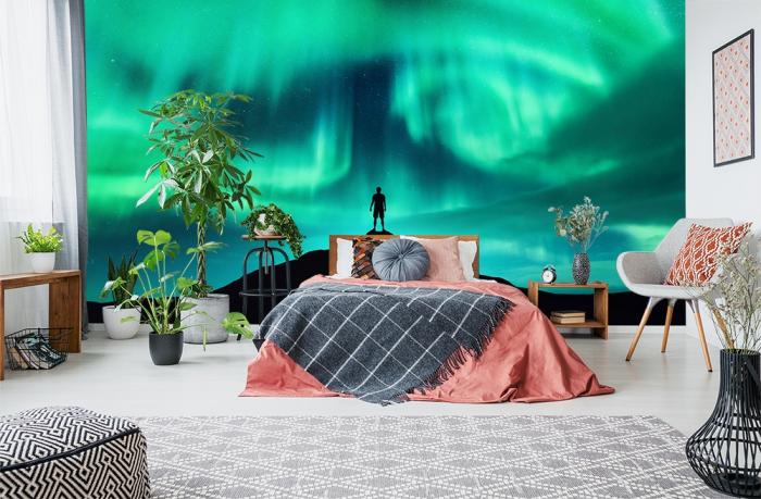 Fototapete leuchtende Polarlichter in Norwegen