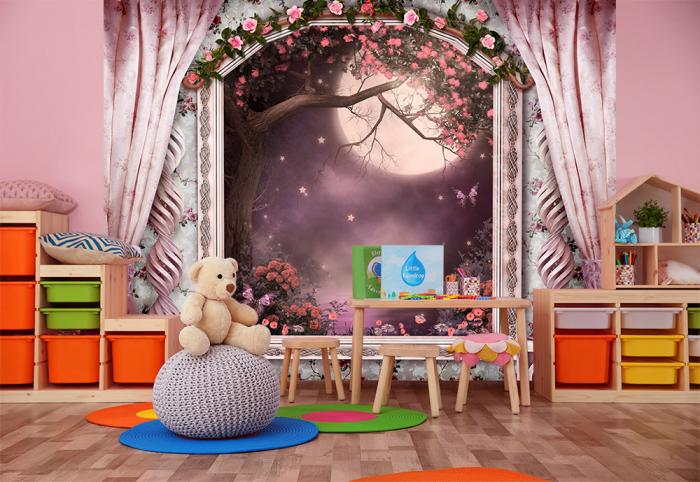 Fototapete Schlossfenster Vollmond