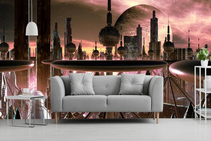 Fototapete Science-Fiction Stadt von Aliens