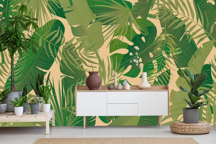 Designtapete mit tropischen Blättern