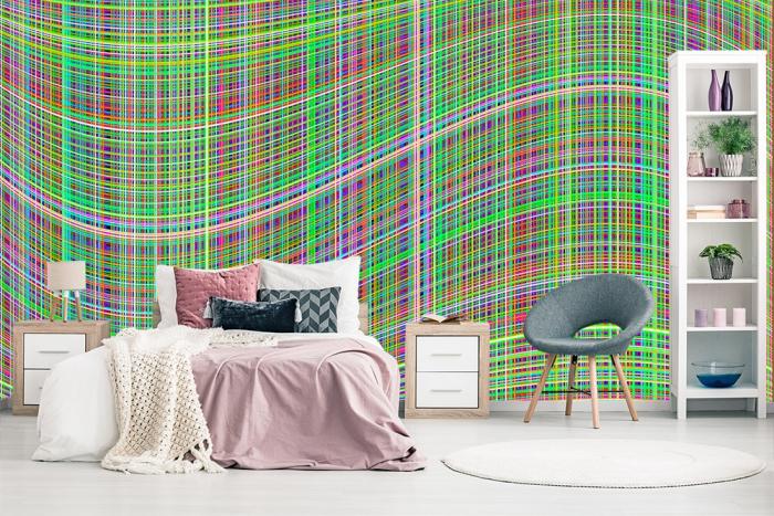 Fototapete 90er Jahre Design mit Wellen und vertikalen Linien