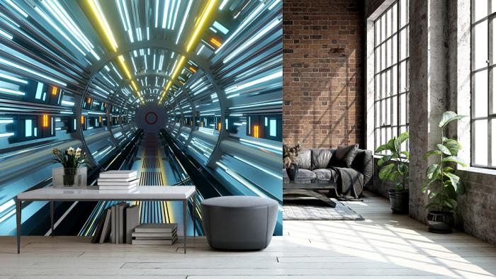 Fototapete Fahrt durch einen Lichttunnel