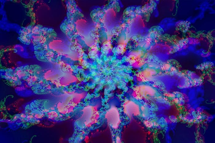 Fototapete Fraktaldesign in Blau und Lila