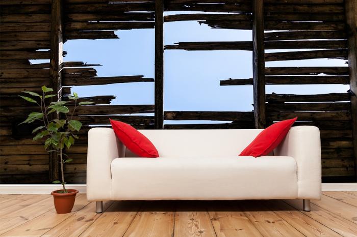 Fototapete Loch Holzdecke