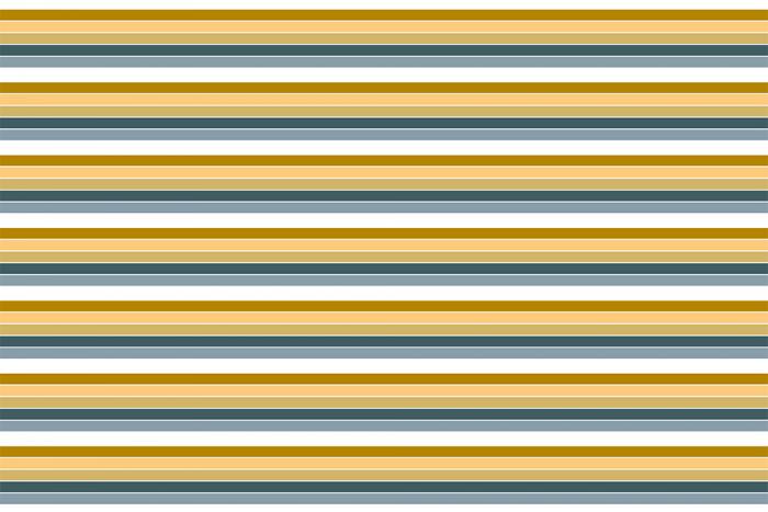 Streifentapete mit Querstreifen in Blau, Creme und Braun