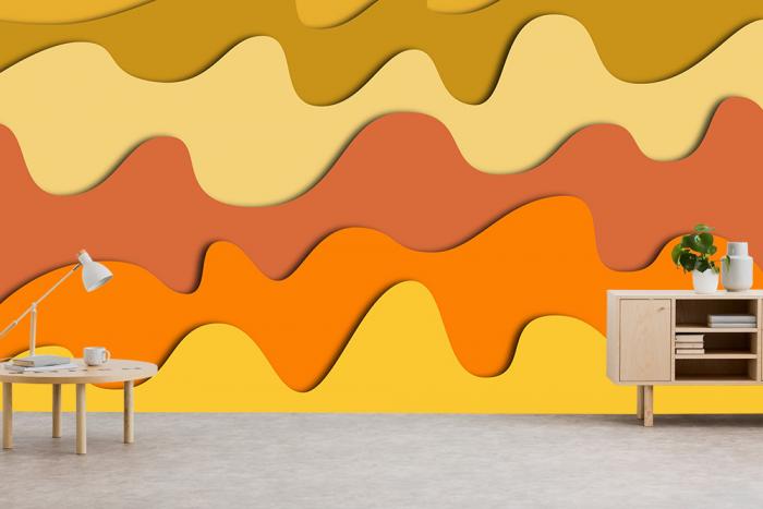 Fototapete welliges Design in Gelb, Orange und Terrakotta